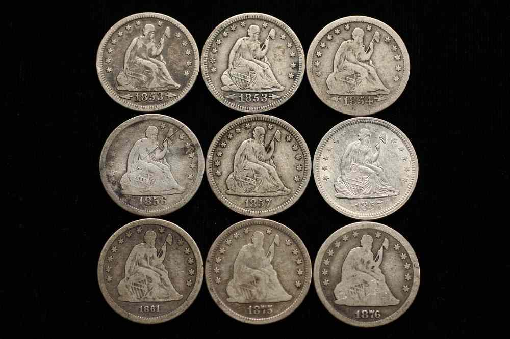 Appraisal: COINS - Lot of Liberty Seated quarters CC ungraded From