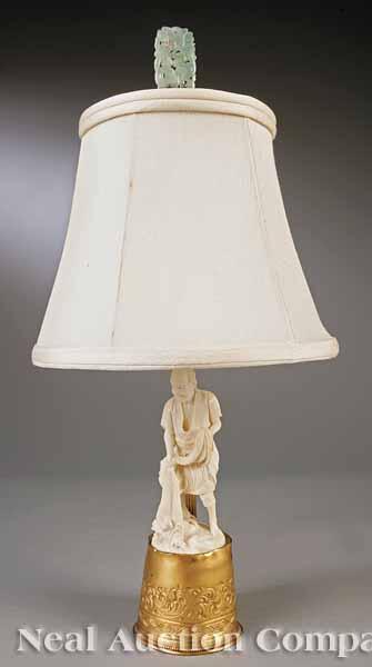 Appraisal: A Small Brass and Ivory Table Lamp early th c