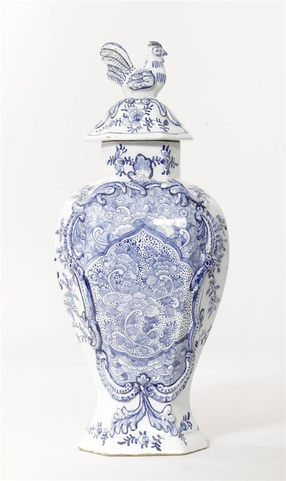 Appraisal: FAIENCE COVERED VASE IN DELFT STYLE FRANCE SAMSON TH CENTURY