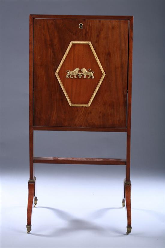 Appraisal: FRENCH EMPIRE INLAID AND GILT-METAL MOUNTED DROP-FRONT PETITE WRITING TABLE