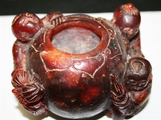 Appraisal: Japanese carved amber style inkpot Meiji period early th century