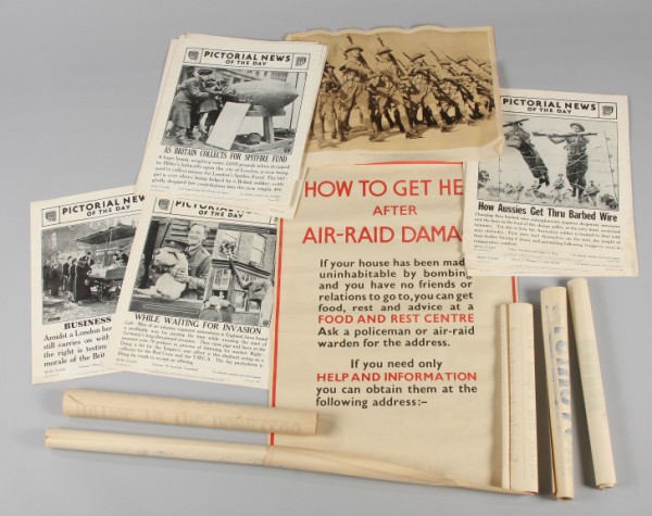 Appraisal: Grouping of photographic and air raid broadsides including grouping of