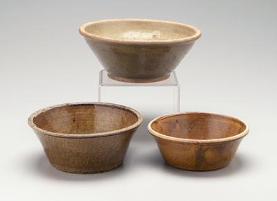 Appraisal: Three Georgia stoneware bowls all with alkaline glaze one with