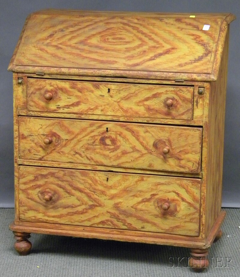 Appraisal: Grain-painted Pine Slant-lid Desk ht wd in