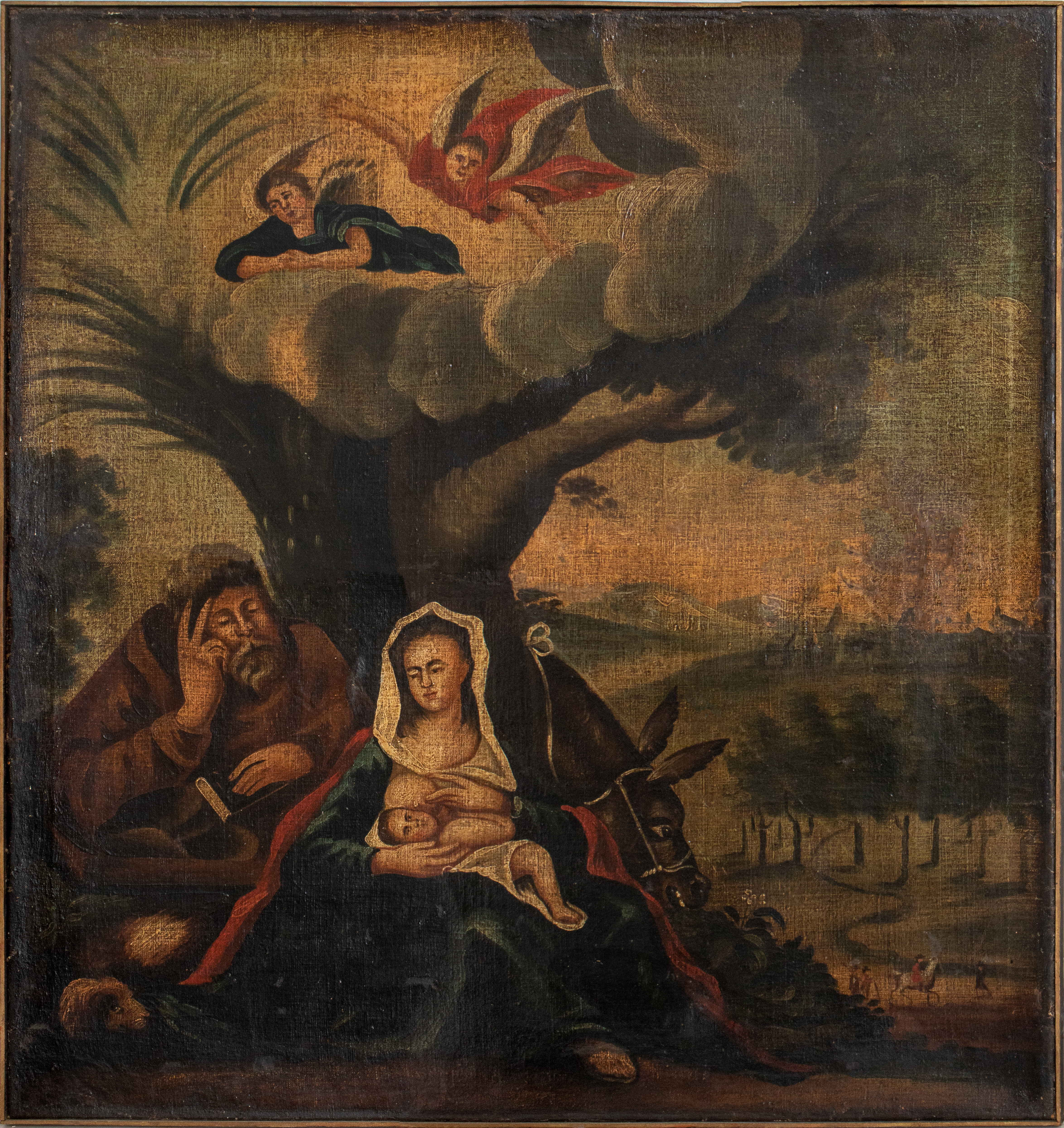 Appraisal: THE FLIGHT TO EGYPT OIL ON CANVAS The Flight to