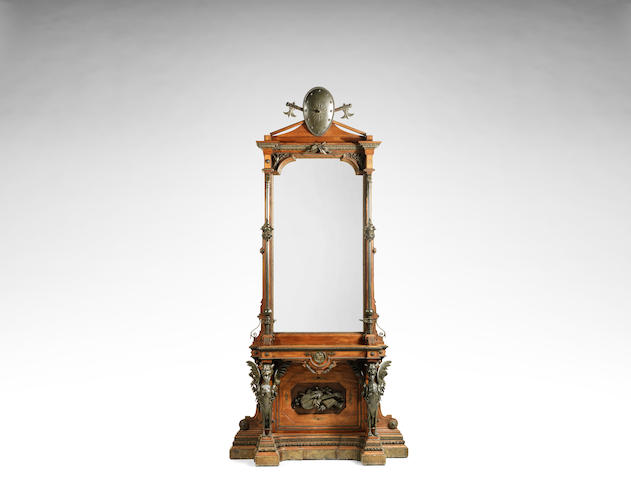 Appraisal: An Italian th century bronzed wood and beechwood pier mirror