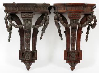 Appraisal: REGENCY MAHOGANY CURIO BRACKETS PAIR REGENCY MAHOGANY CURIO BRACKETS PAIR