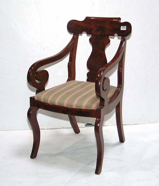 Appraisal: A Classical style mahogany armchair th century height in width