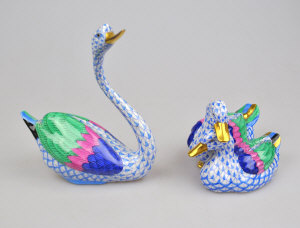 Appraisal: Two Herend Hungary porcelain models - Swan cm Two entwined