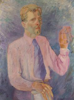 Appraisal: DMITRI KRAPIVNY RUSSIAN - Self-Portrait in Pink oil on canvas