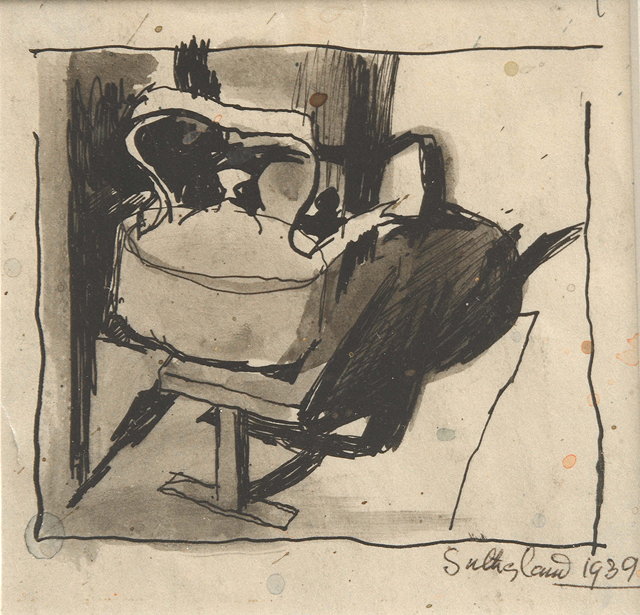 Appraisal: GRAHAM SUTHERLAND - - 'The Kettle' pen and ink signed