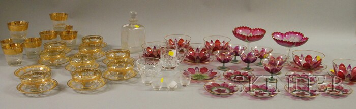 Appraisal: Twenty-seven Piece Lobmeyr-type Painted Glass Dessert Service Twenty-six Pieces of