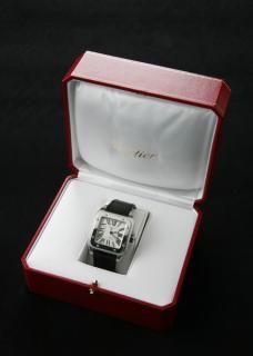 Appraisal: Cartier Santos stainless watch Cartier Santos stainless steel with black