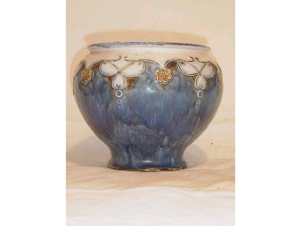 Appraisal: A Royal Doulton blue ground jardiniere with relief moulded and