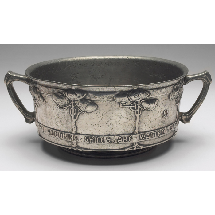 Appraisal: Liberty Co bowl double handled form in pewter repousse design