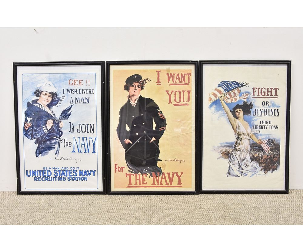 Appraisal: Posters - WWI U S Navy Three framed reproduction copy