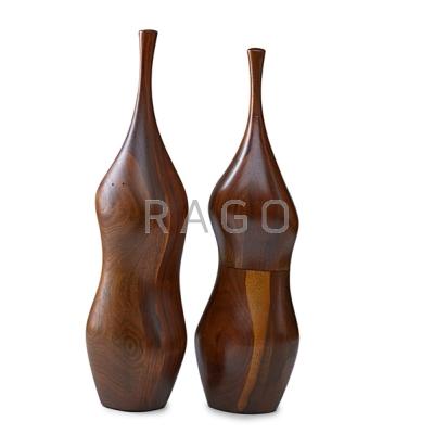 Appraisal: DANIEL LOOMIS VALENZA b Oversized laminated wood salt and pepper