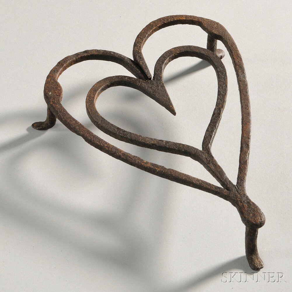 Appraisal: Wrought Iron Heart-shaped Trivet America late th early th century