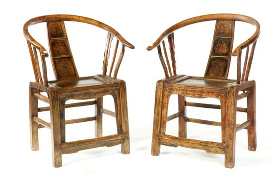 Appraisal: PAIR OF CHAIRS China late th century elm Mortised construction