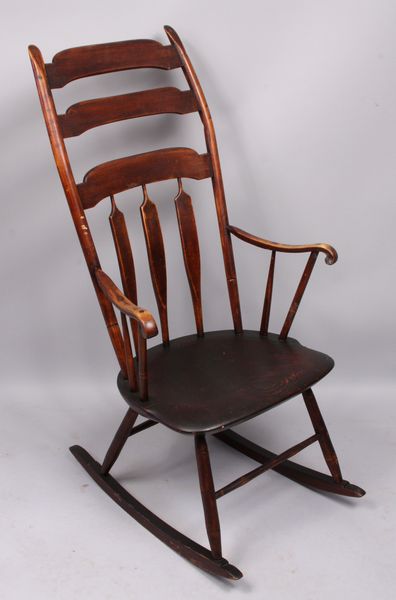 Appraisal: Early New England arrow back rocker with old finish x