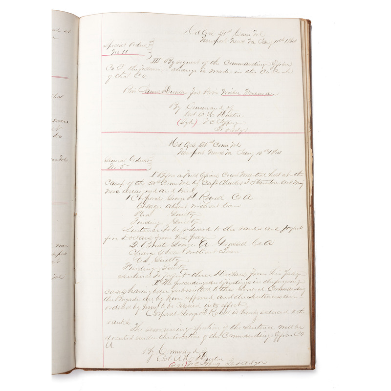 Appraisal: CIVIL WAR - CONNECTICUT Company Orders manuscript ledger st Connecticut