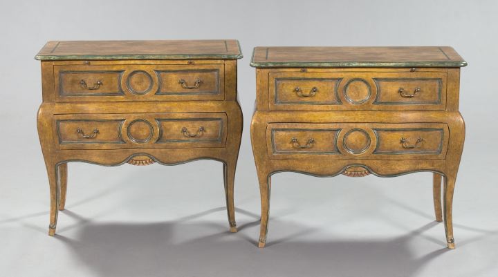 Appraisal: Interesting Pair of Italian Polychromed Dressing Tables each with in-carved