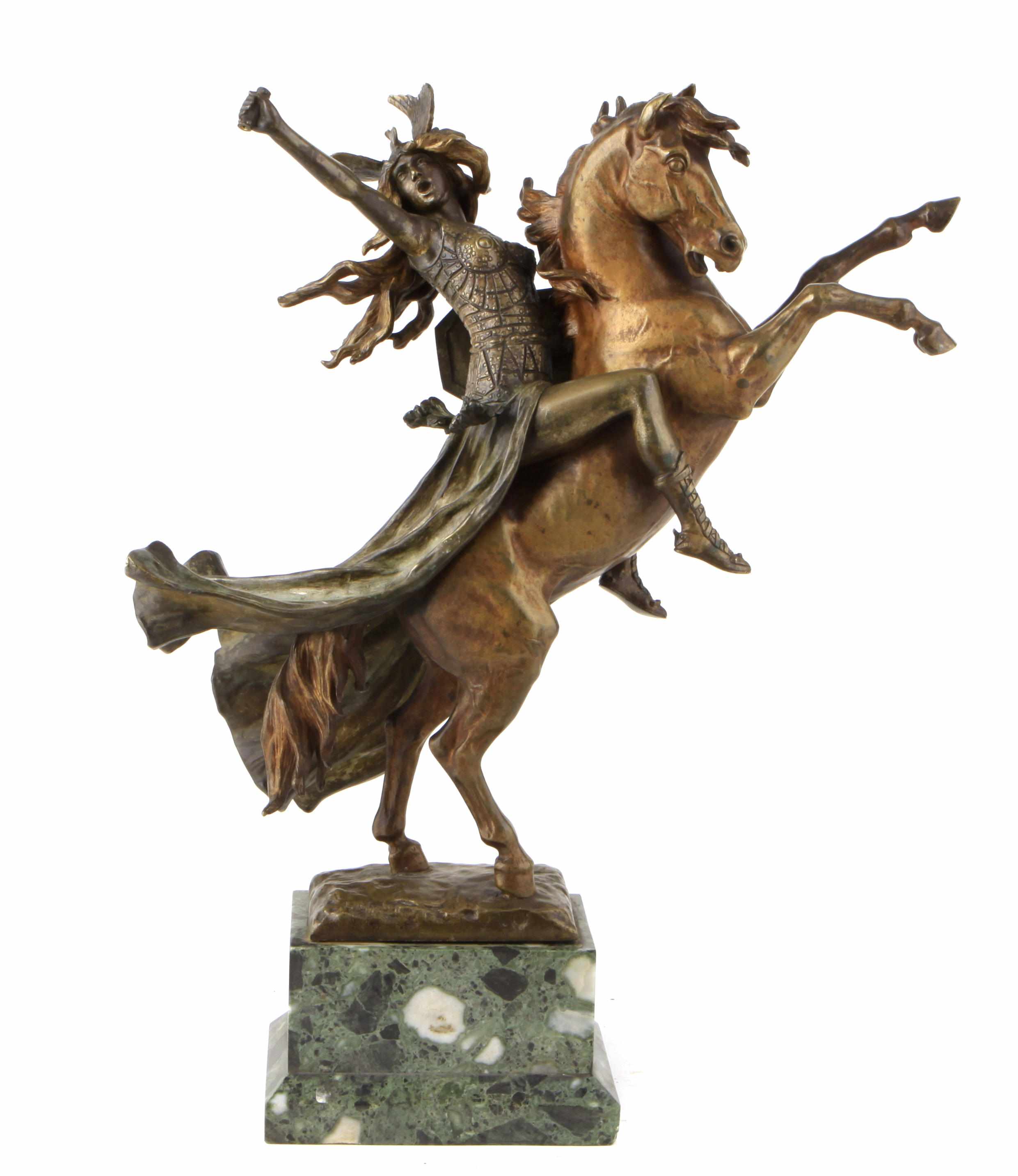 Appraisal: A Louis Chalon patinated bronze figure Valkyrie Goldscheider foundrysigned L