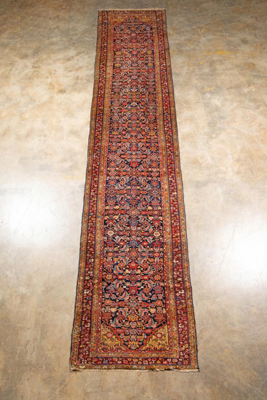 Appraisal: HAND KNOTTED WOOL PERSIAN MALAYAR RUNNER X Hand knotted wool