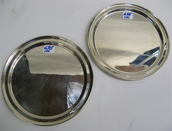 Appraisal: PAIR TIFFANY STERLING SILVER ROUND TRAYS each in diameter and