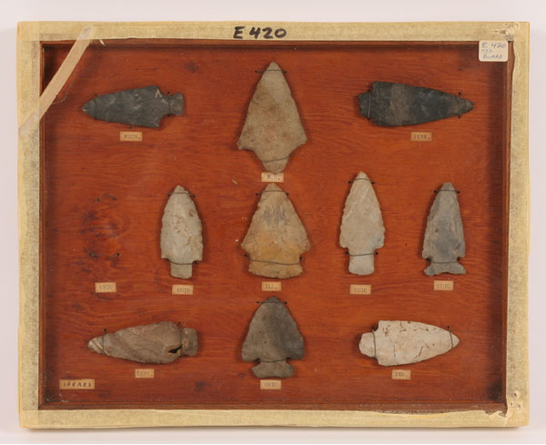 Appraisal: Frame of wire mounted arrowheads from various states including thebes