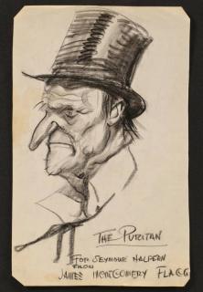 Appraisal: James Montgomery Flagg Drawing Caricature for Rep Halpern James Montgomery