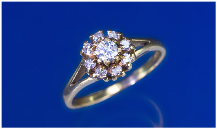 Appraisal: ct Gold Diamond Cluster Ring Central Round Diamond Surrounded By