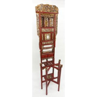 Appraisal: Antique Chinese Open Carved Two Drawer Painted Ceremonial Stand Antique