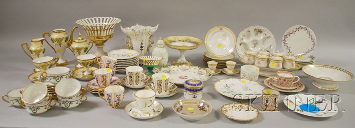 Appraisal: Approximately Seventy-nine Pieces of Mostly French Decorated Porcelain Tableware a