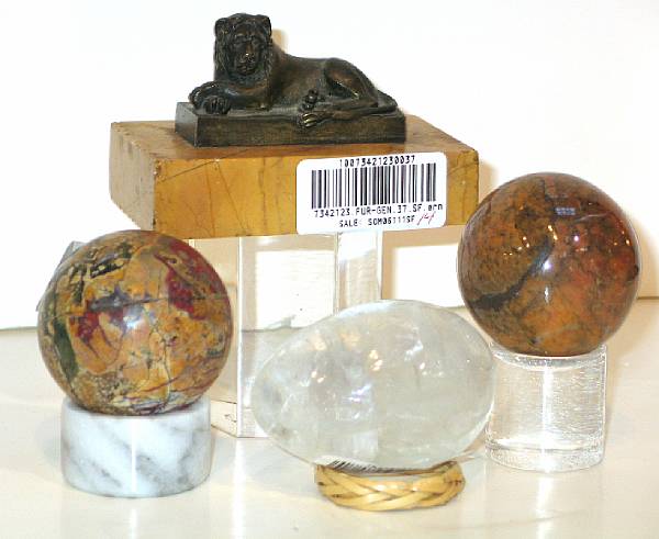 Appraisal: A French bronze paperweight of a lion and three stone