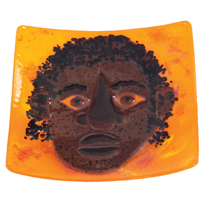 Appraisal: Ron Pruitt fused glass plate Chicago portrait of a man