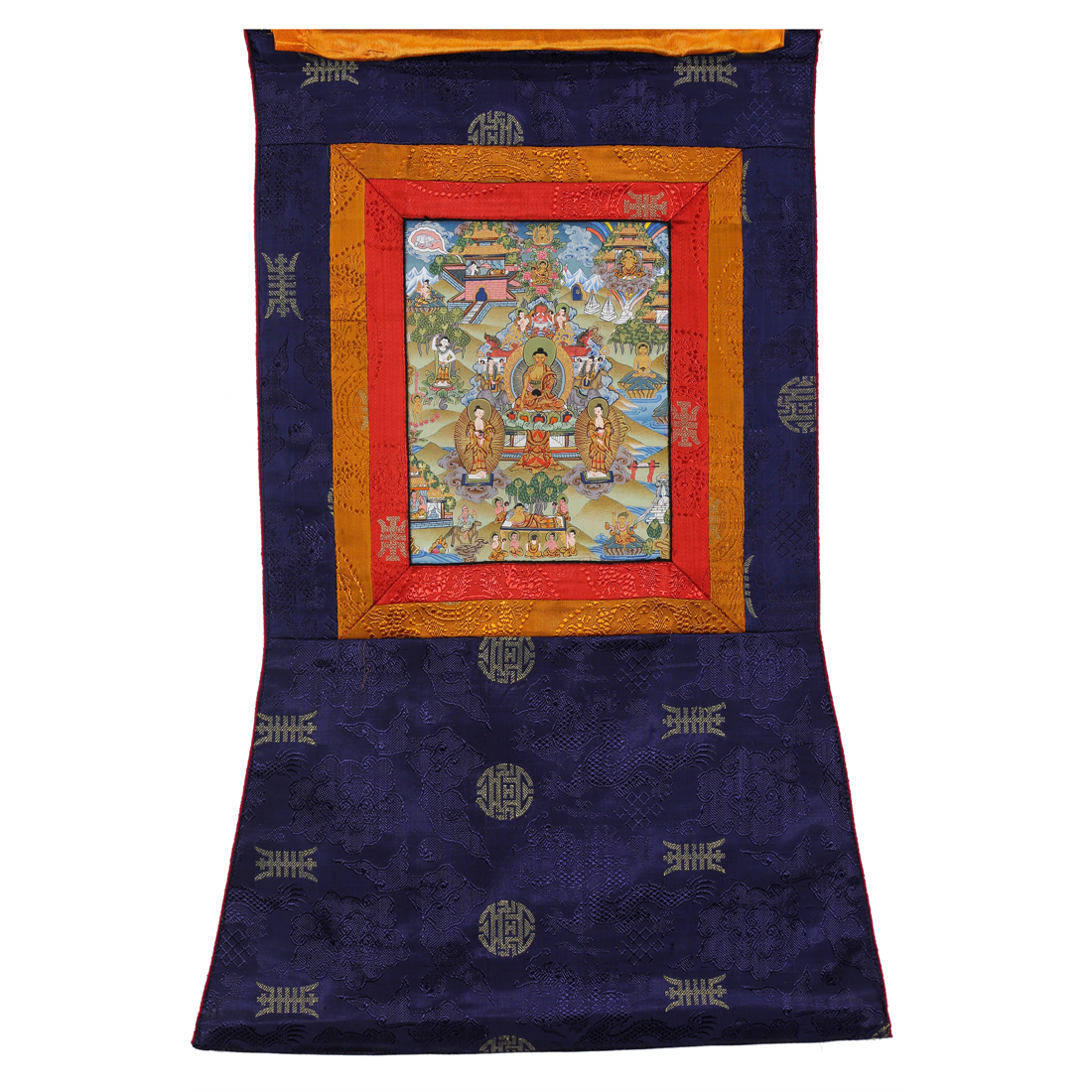 Appraisal: HIMALAYAN THANGKA OF BUDDHA Himalayan thangka of Buddha mounted in