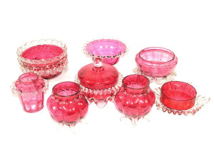 Appraisal: Collection of Cranberry glass to include a pair of dishes