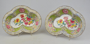 Appraisal: A pair of th century Chinese enamel ju-i shaped dishes