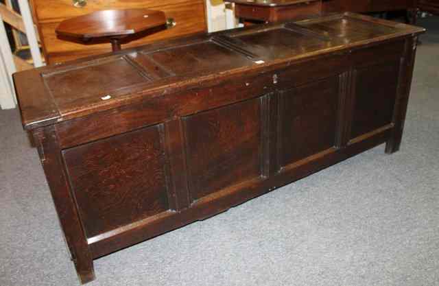 Appraisal: A GEORGIAN OAK COFFER of rectangular form with rising lid