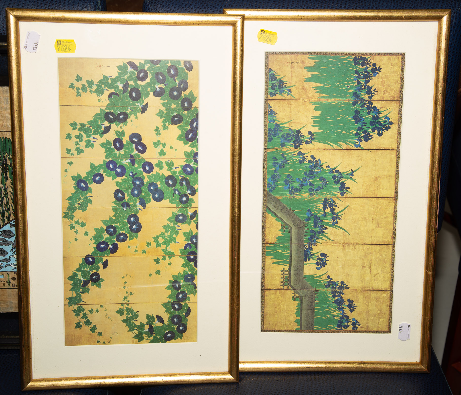 Appraisal: TWO FRAMED ORIENTAL STYLE FLORAL PRINTS