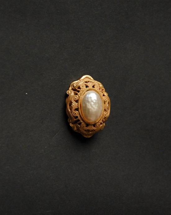 Appraisal: A Signed Miriam Haskell Brooch having an oval faux baroque