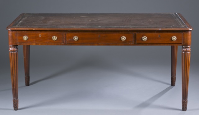 Appraisal: th c English Partners' Desk Walnut with pine secondary Inset