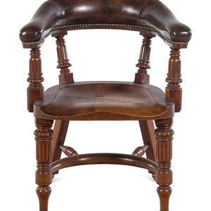 Appraisal: A William IV Style Leather Upholstered Desk Chair Late th