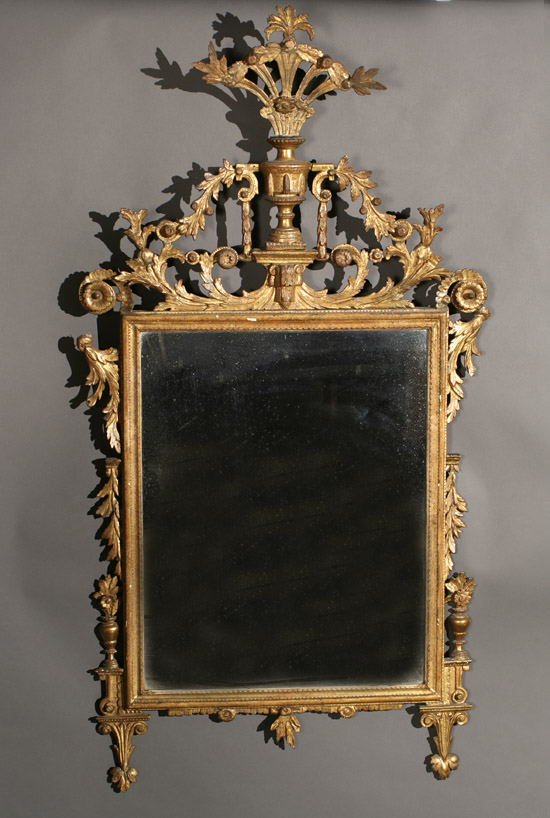 Appraisal: Italian Neoclassical Style Giltwood Mirror th Century Repairs to floral