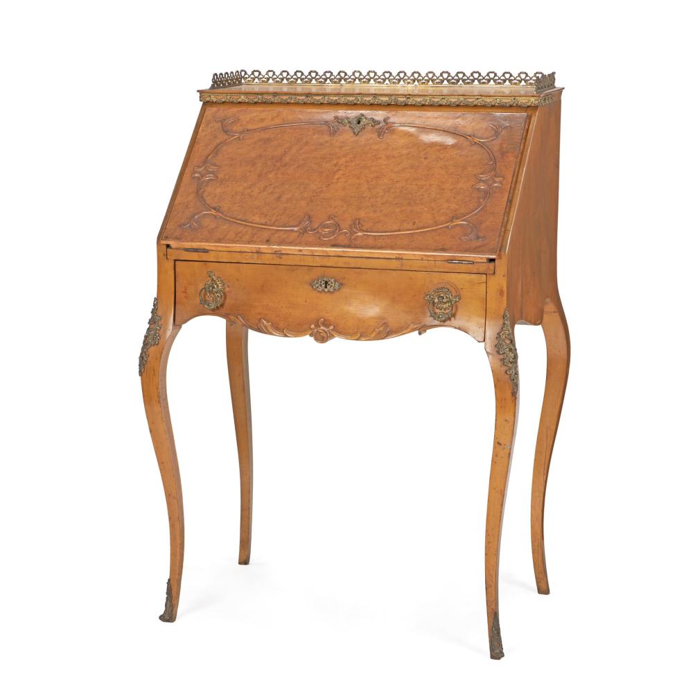 Appraisal: A drop front ladies desk First-quarter th Century The mounted