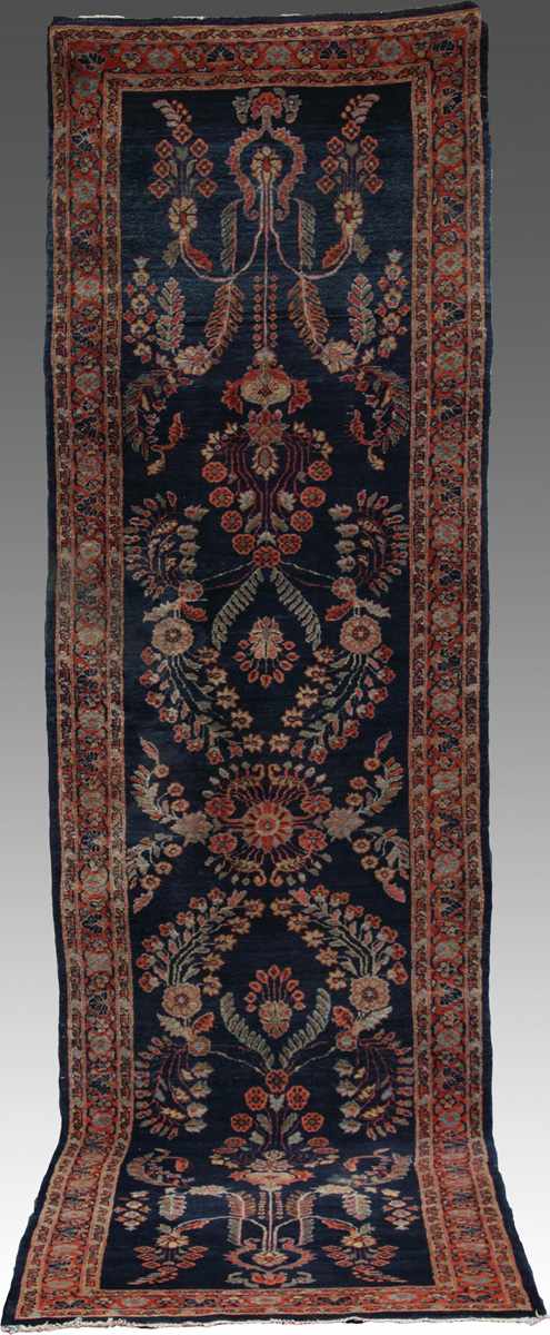 Appraisal: Sarouk Runner Blue background Condition Very good Dimensions ' ''