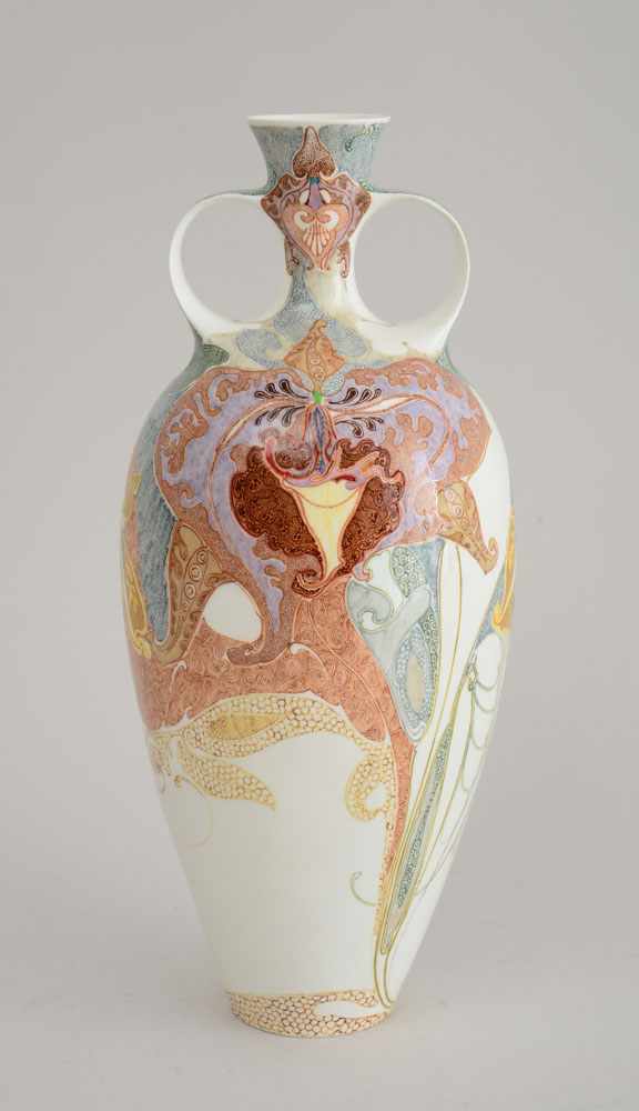 Appraisal: ROSENBURG PORCELAIN TWO-HANDLED VASE Marked in underglaze grey with crowned