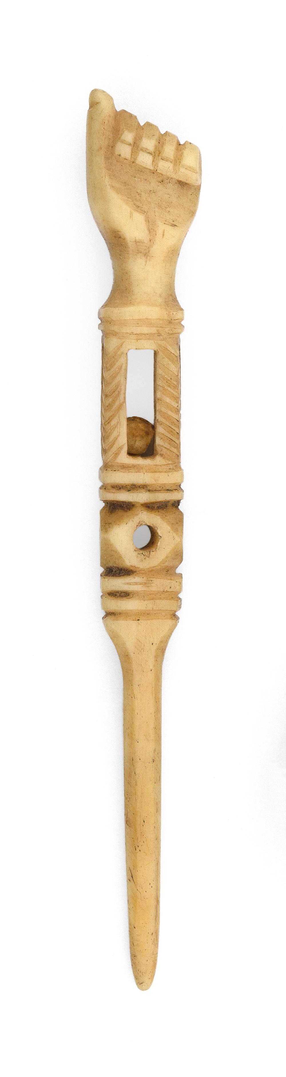 Appraisal: EXTENSIVELY CARVED WHALE IVORY BODKIN MID- TH CENTURY LENGTH EXTENSIVELY