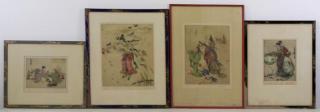 Appraisal: LORD Elyse Lot of Signed Color Etchings Blue Birds Windy